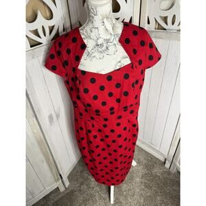 Grace Karin Red Black Polka Dot Career Party Dress Women's XXL Cotton Spandex